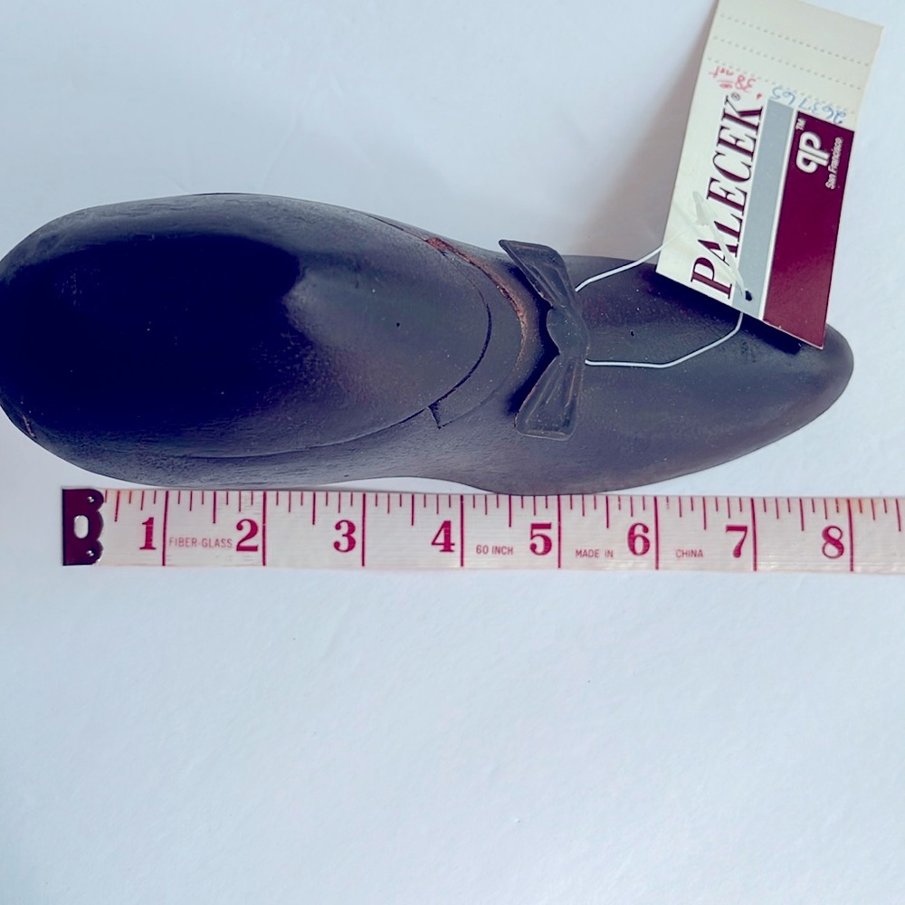 Wooden Shoe Secret Storage Vintage Palecek Carved Wood Shoe Box NWT - Picture 11 of 11